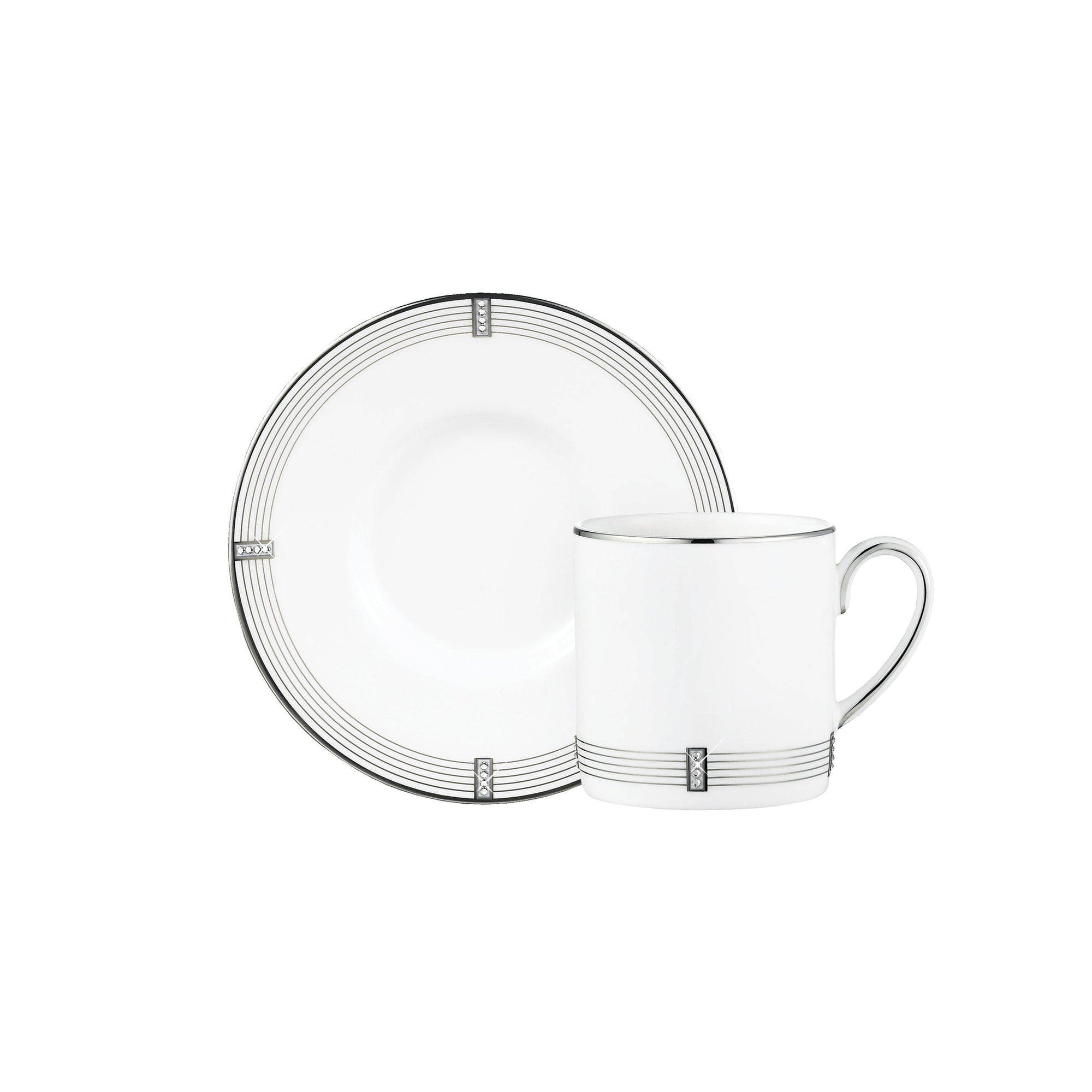 Prouna Regency Platinum Espresso Cup & Saucer White Background Photo