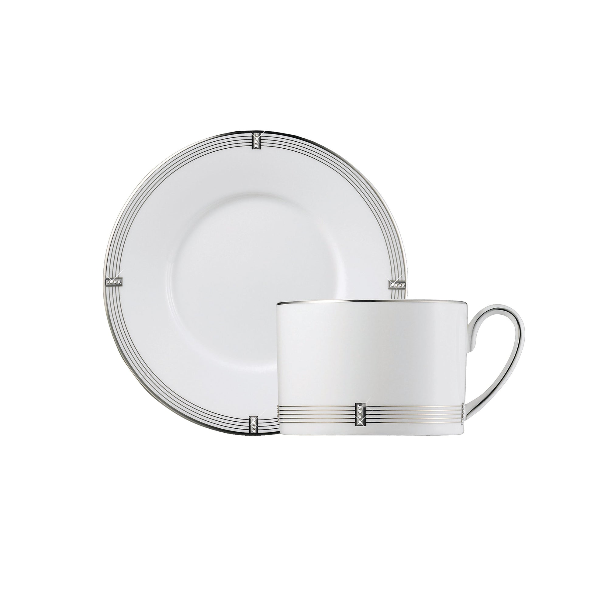 Prouna Regency Platinum Tea Cup & Saucer White Background Photo