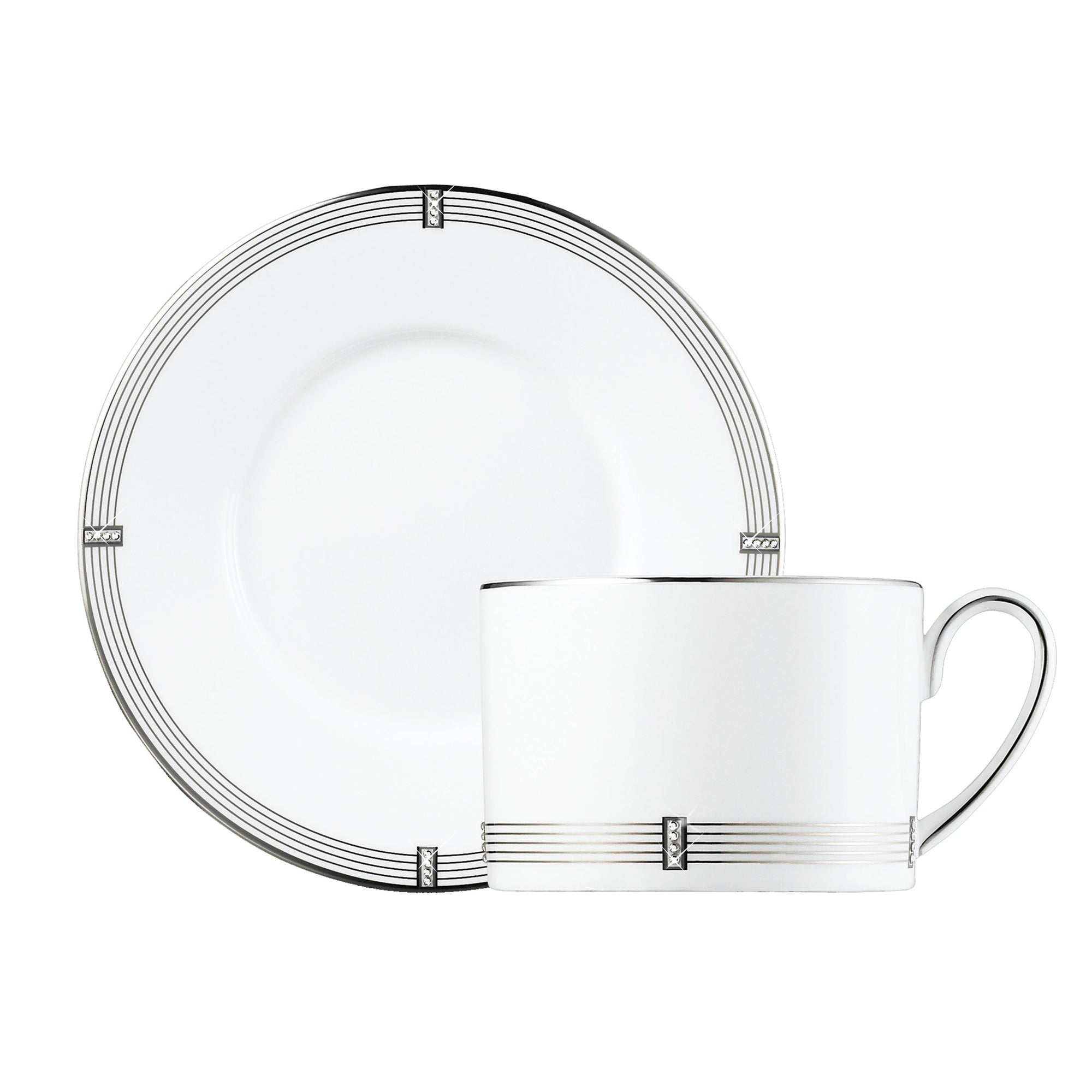 Prouna Regency Platinum Tea Cup & Saucer White Background Photo