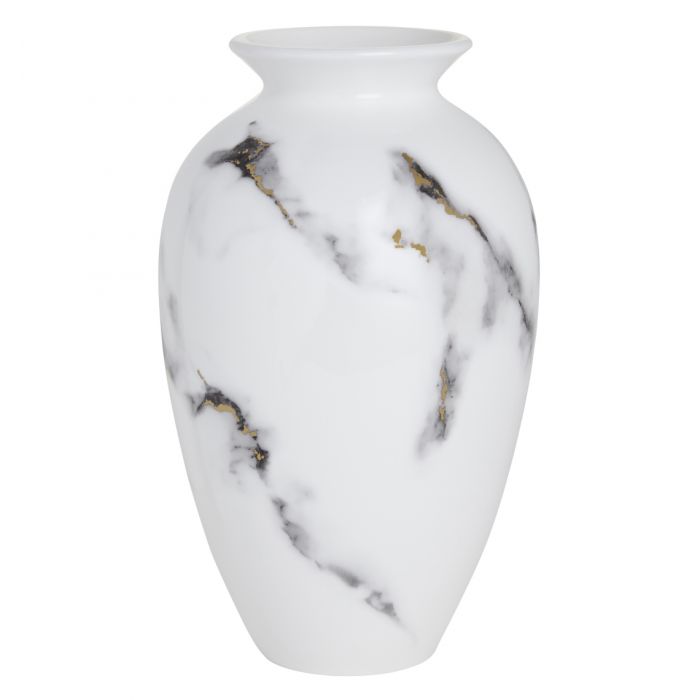 Prouna Marble Venice Fog 9-1/2" Urn Vase White Background Photo