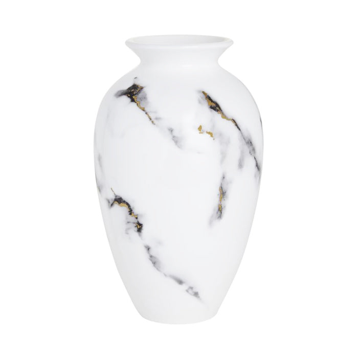 Prouna Marble Venice Fog 9-1/2&quot; Urn Vase White Background Photo