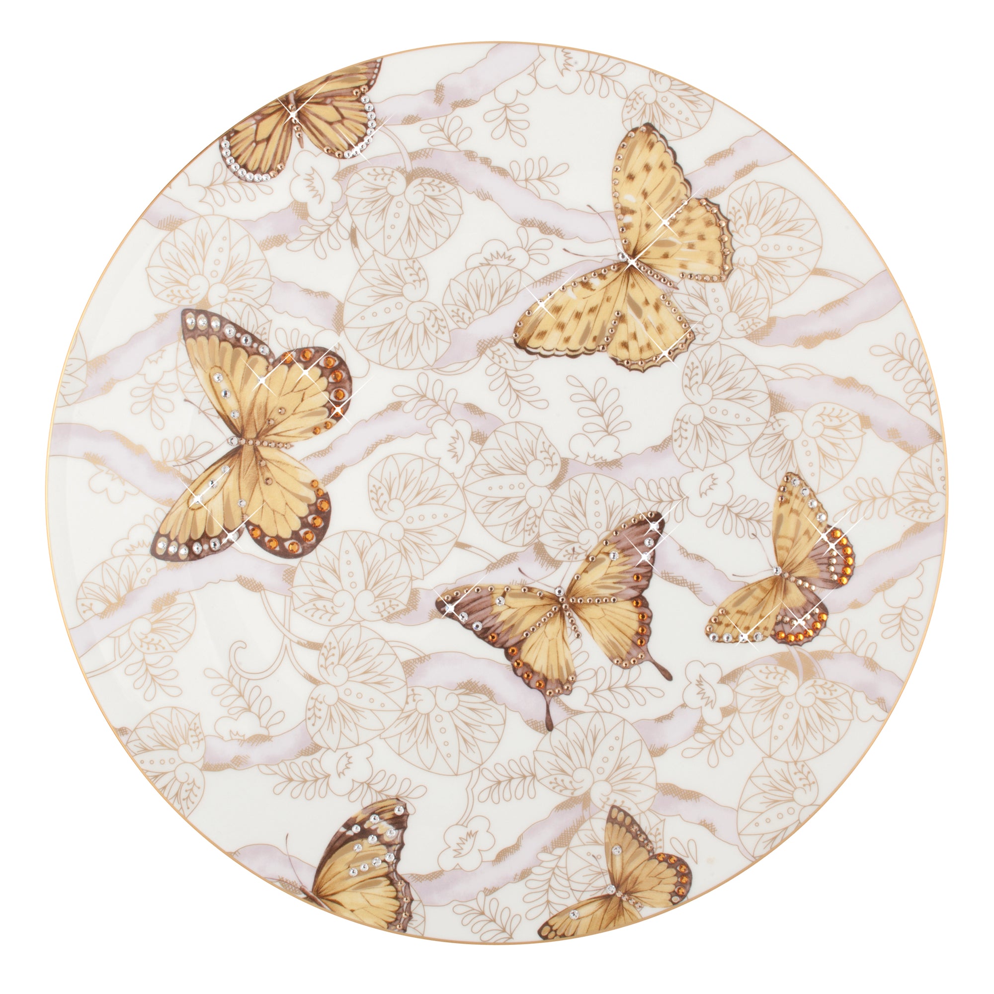 Prouna Butterfly Jeweled Decorative Plate White Background Photo