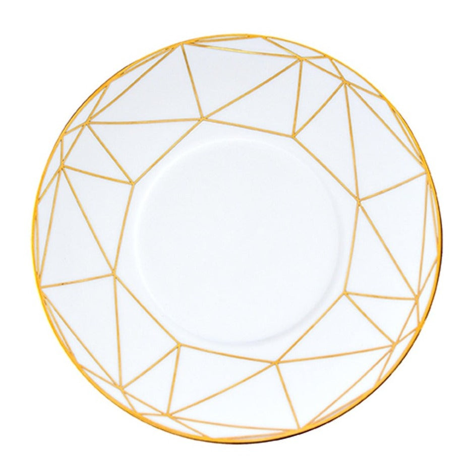 Gem Cut Gold Bread & Butter Plate White Background Photo