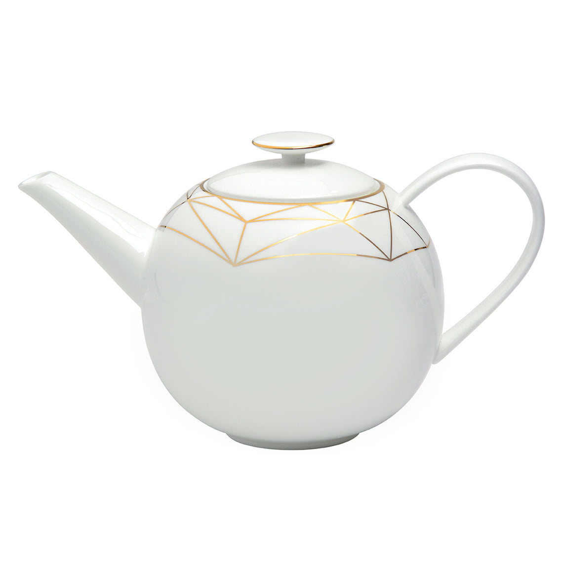 Prouna Gem Cut Gold Teapot White Background Photo