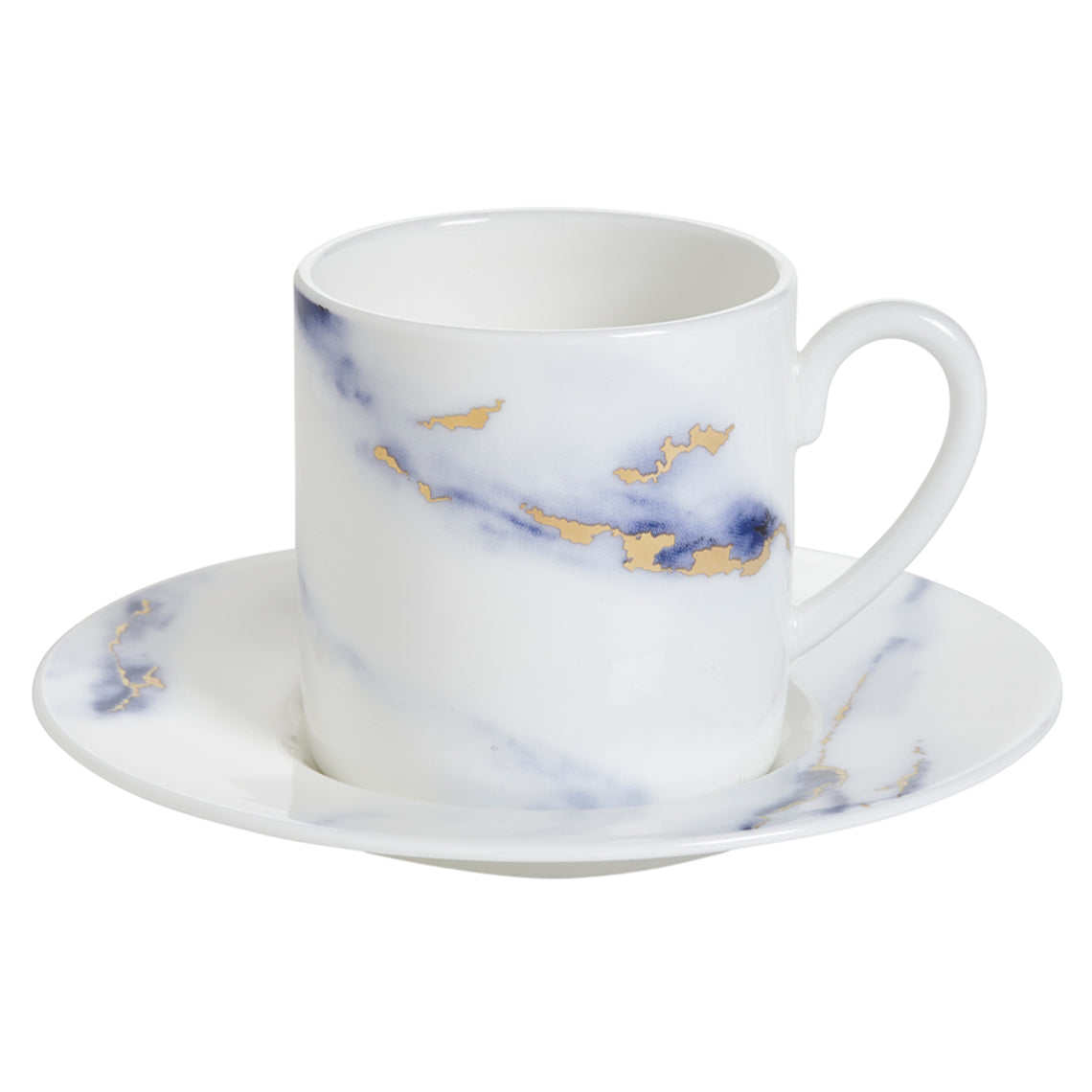 Marble Azure Espresso Cup &amp; Saucer White Background Photo