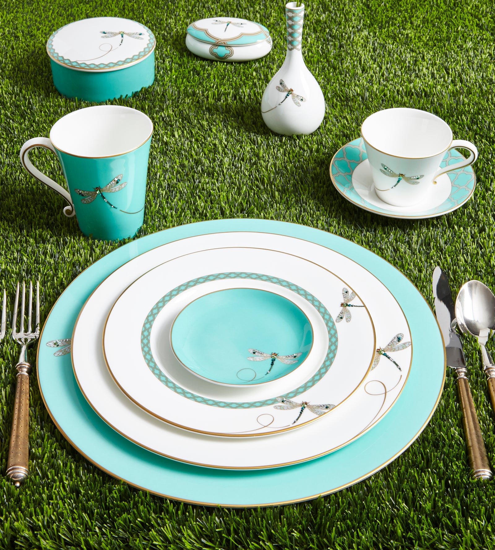 Prouna My Dragonfly Dinner Plate with Crystal White Background Photo