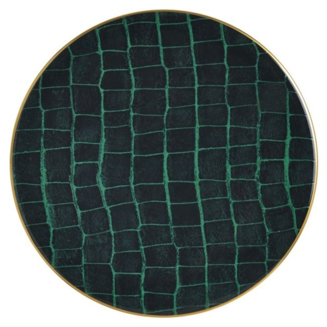 Prouna Alligator Emerald Charger Plate White Background Photo
