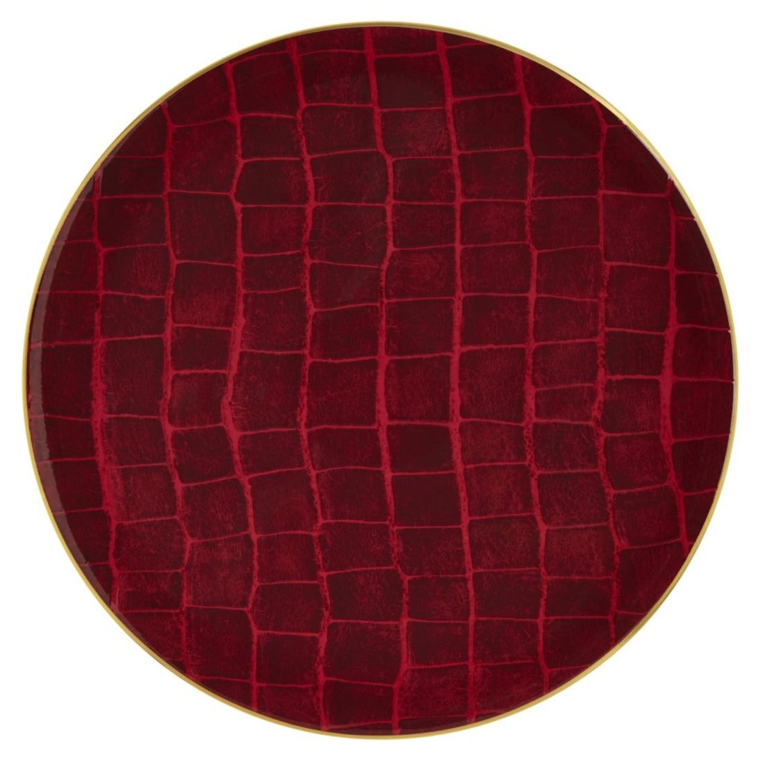 Prouna Alligator Ruby Charger Plate White Background Photo