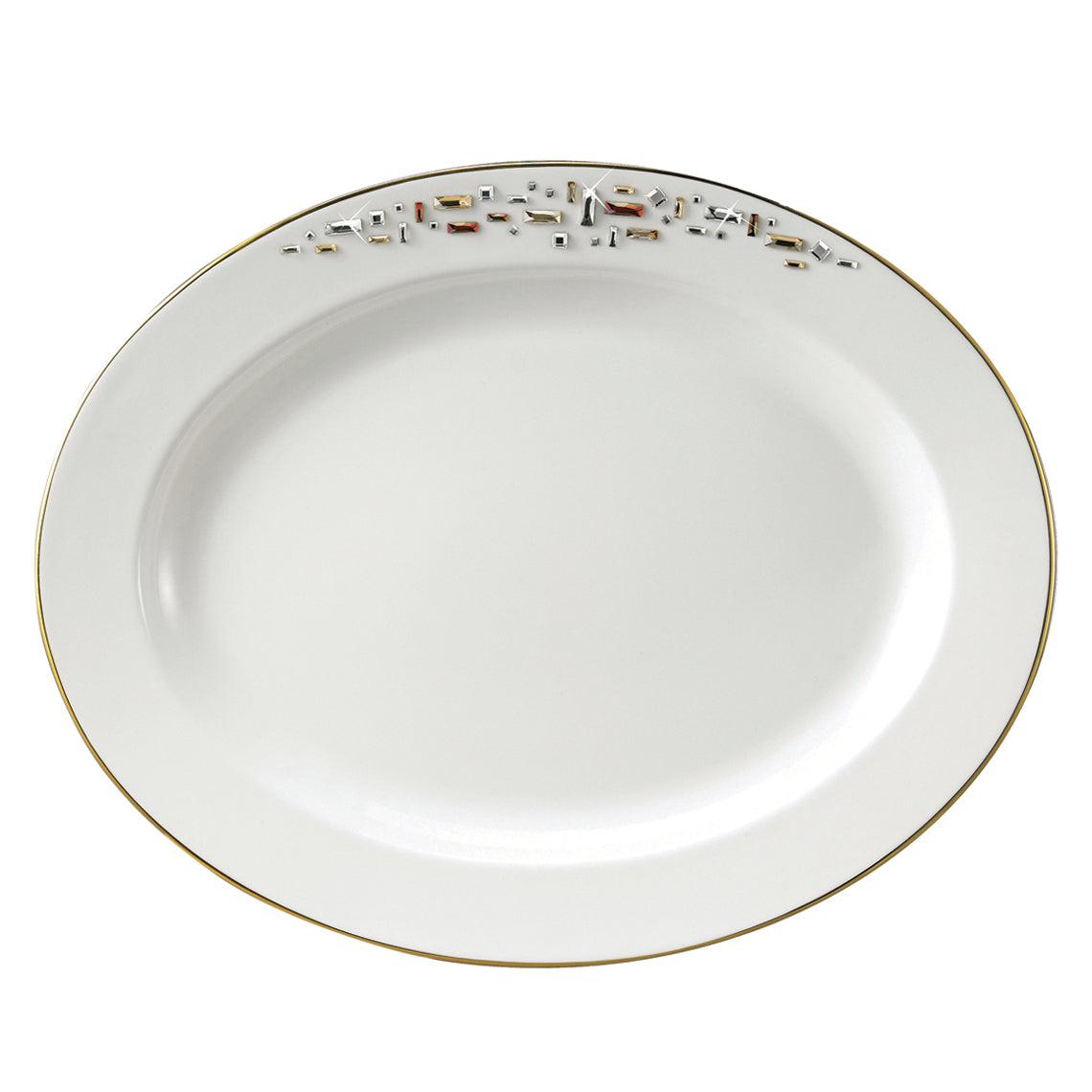 Prouna Diana Gold 14&quot; Oval Platter White Background Photo