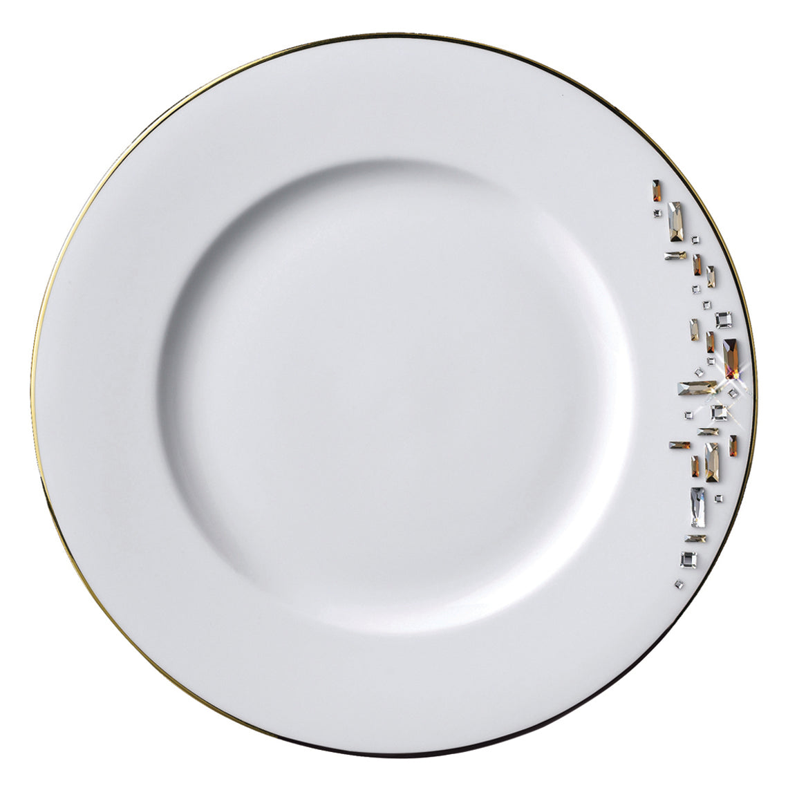 Prouna Diana Gold Salad / Dessert Plate w/ Crystals White Background Photo