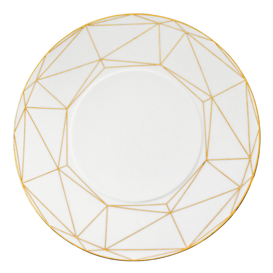 Gem Cut Gold Round Serving Platter White Background Photo
