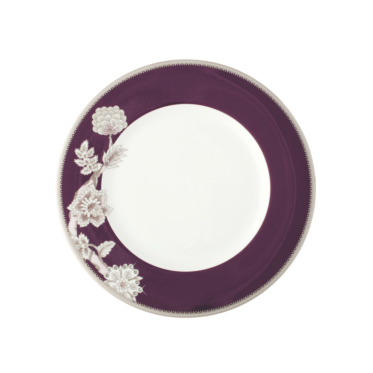 Pavo Silver - Salad / Dessert Plate (Purple Rim)